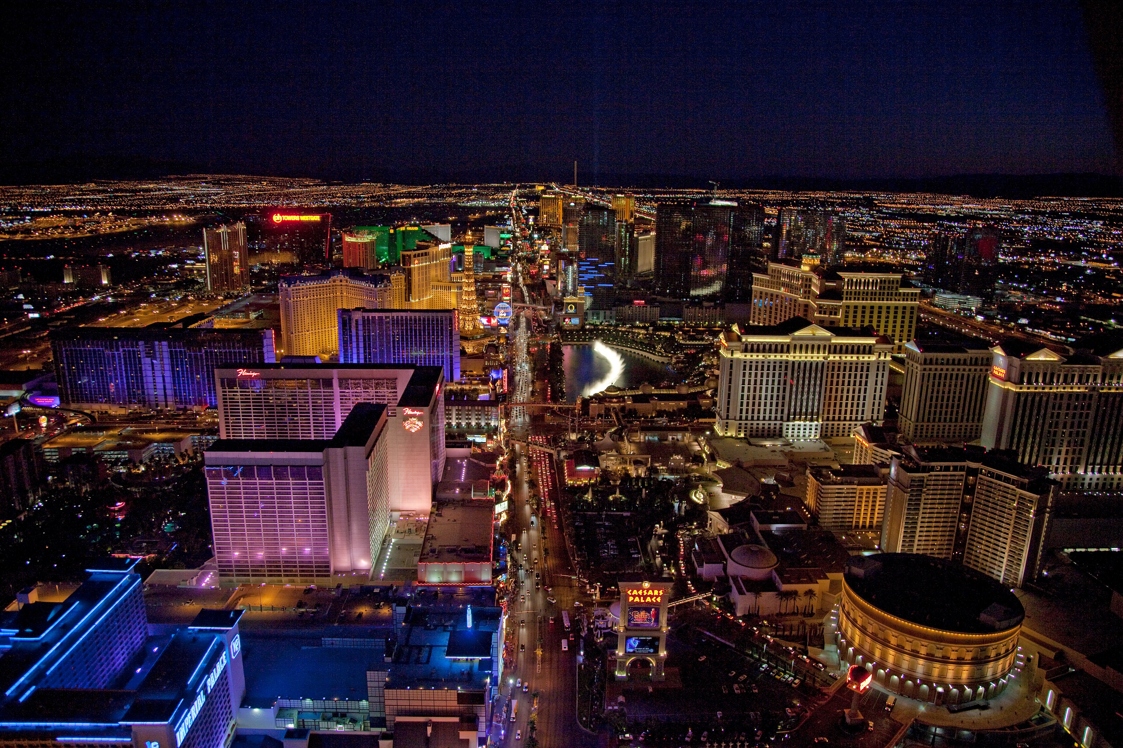 Night aerial view of the Las Vegas Valley
